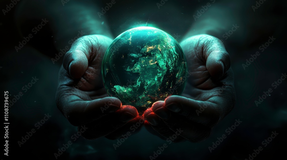 Hands Holding a Glowing Earth Sphere Hands Holding a Glowing Earth Sphere