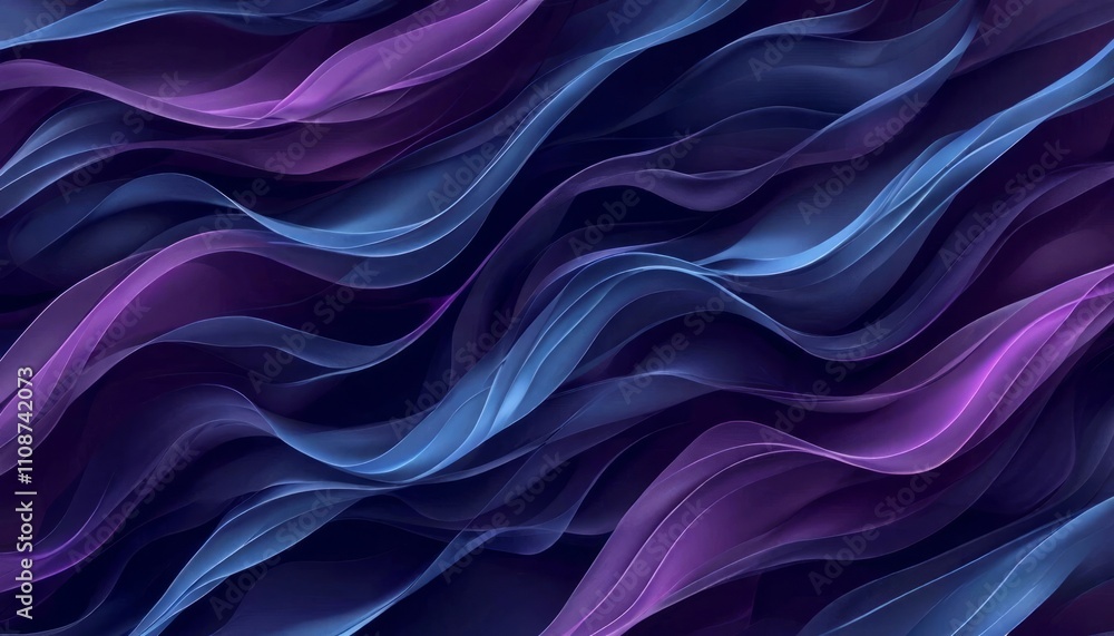 Obraz premium Abstract colorful wavy pattern with vibrant blue and purple gradients creating a smooth and flowing design ideal for backgrounds and creative projects.
