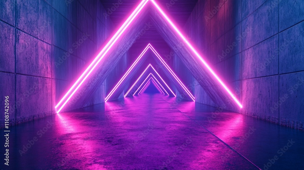 Fototapeta premium a tunnel with neon lights in the middle of it