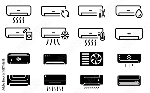 Air Conditioning, linear style icon set. editable