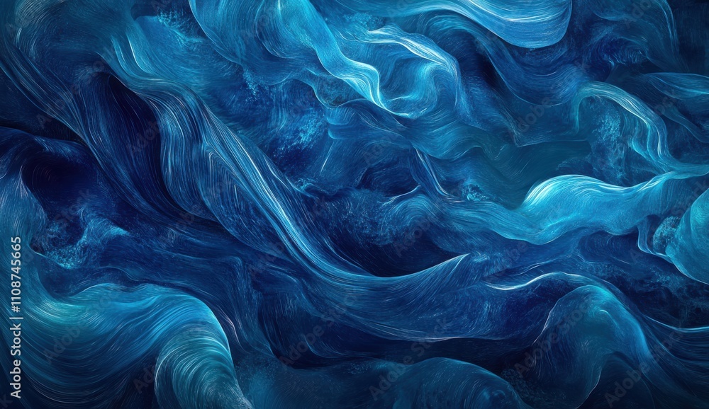 Obraz premium Abstract Blue Waves with Fluid Motion and Swirling Patterns Perfect for Modern Backgrounds and Artistic Designs in Digital and Print Media