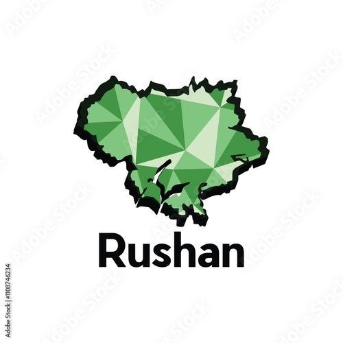 Rushan City map, map of China Country polygon style geometric simple design template, map on white background