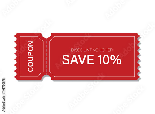 Gift voucher icon in flat style. 10% discount vector illustration on isolated background. Promotion coupon sign business concept.