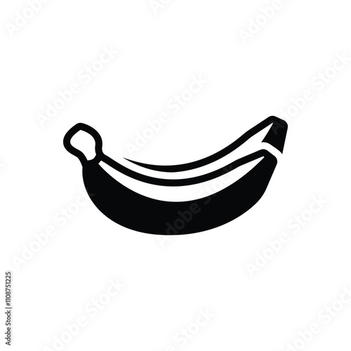 Black solid icon for banana