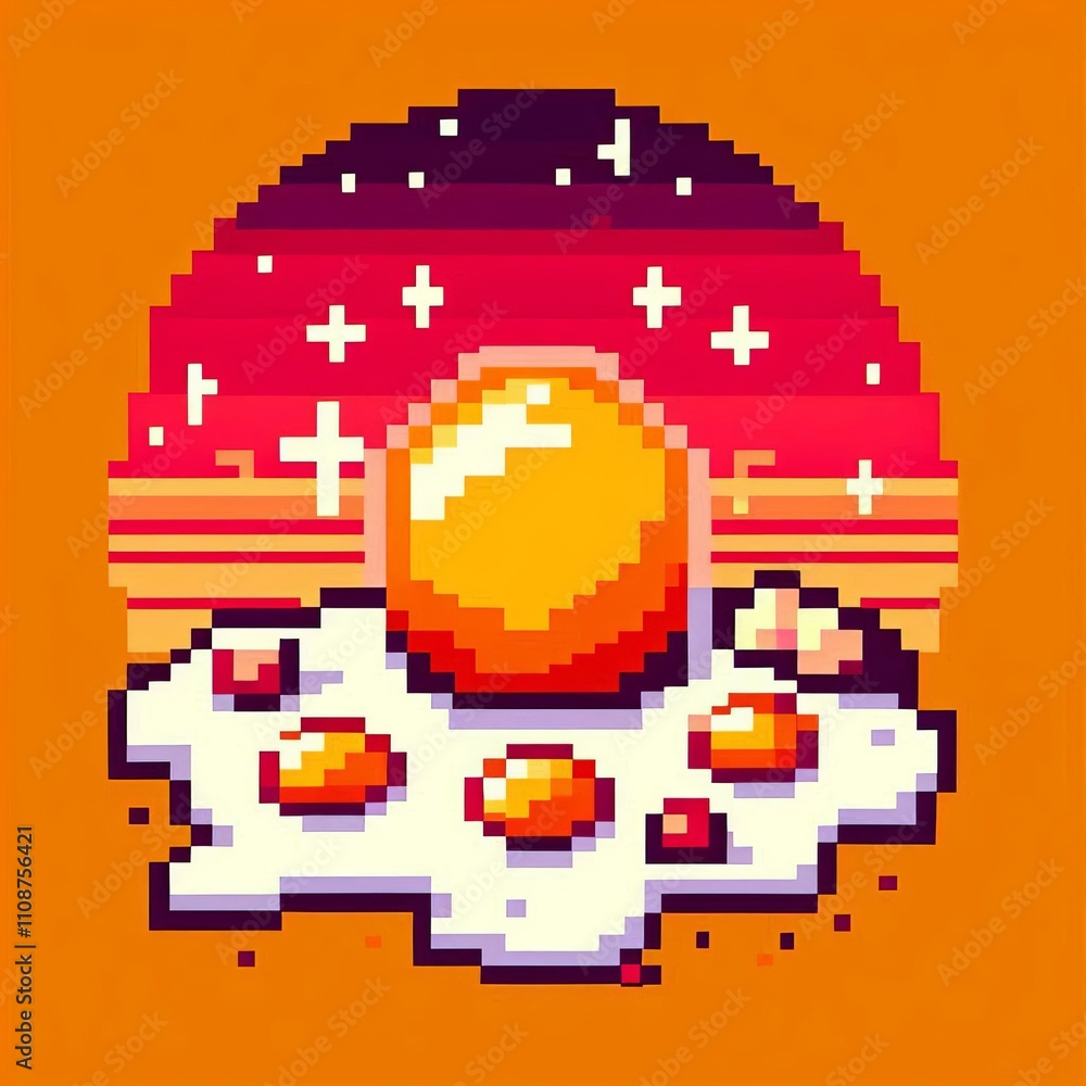 Fototapeta premium 171 Pixel Art Scrambled Eggs A pixelated image of scrambled eggs