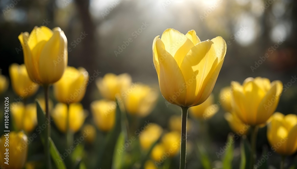 Fototapeta premium Radiant Tulips A Bright Spring Display Bathed in Soft Sunlight