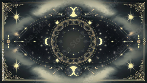 Tarot cards covers with magic esoteric signs and mystic occult symbols, generative AI photo