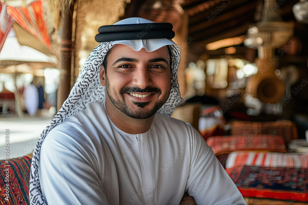 Portrait of an Emirati man in traditional kandura and ghutra, UAE Portrait of an Emirati man in traditional kandura and ghutra, UAE