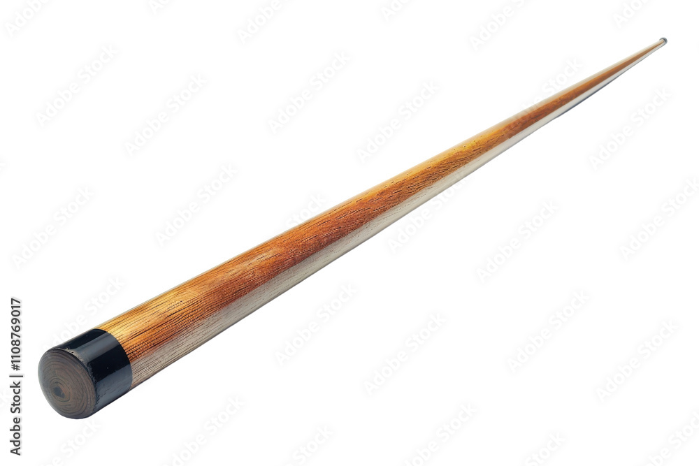 Elegant wooden cue stick resting on a surface in a well-lit billiard room with green felt tables Elegant wooden cue stick resting on a surface in a well-lit billiard room with green felt tables