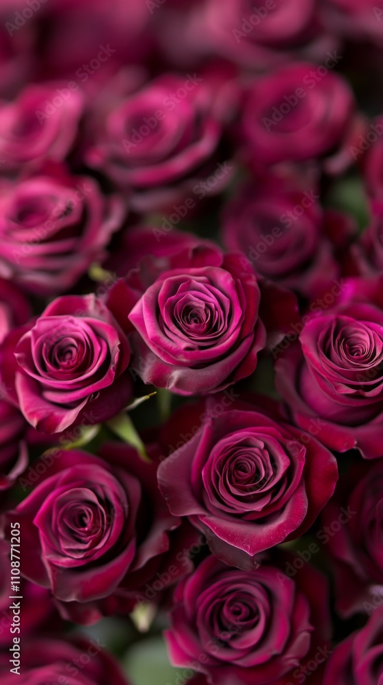 Obraz premium Close-up of vibrant, deep pink roses arranged beautifully, showcasing their lush petals and rich colors.