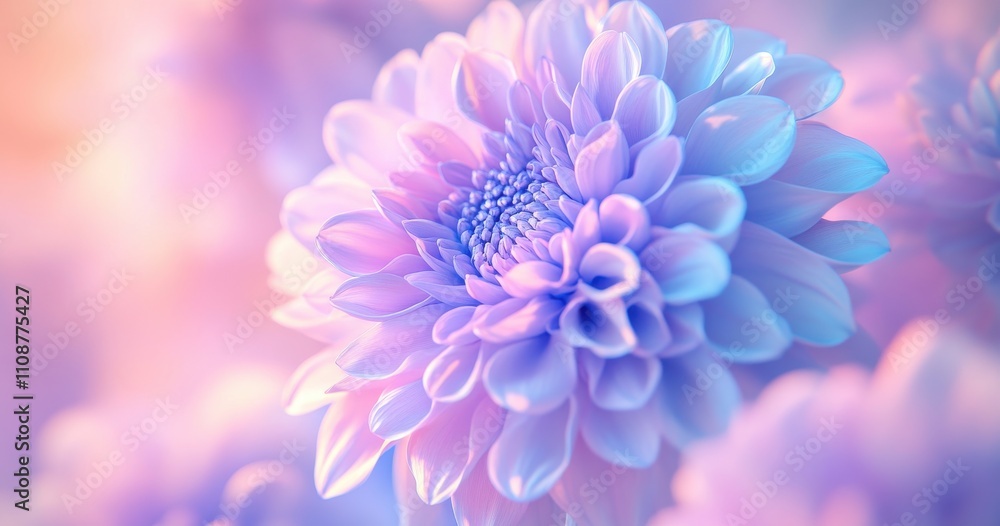 Obraz premium Delicate and Ethereal Purple Flower Blossom with Soft Petals Bathed in Gentle Pastel Light Emphasizing Natural Beauty and Serenity in Floral Composition