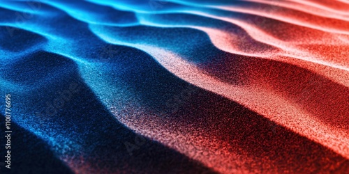 Sandy beach with blue and red sand