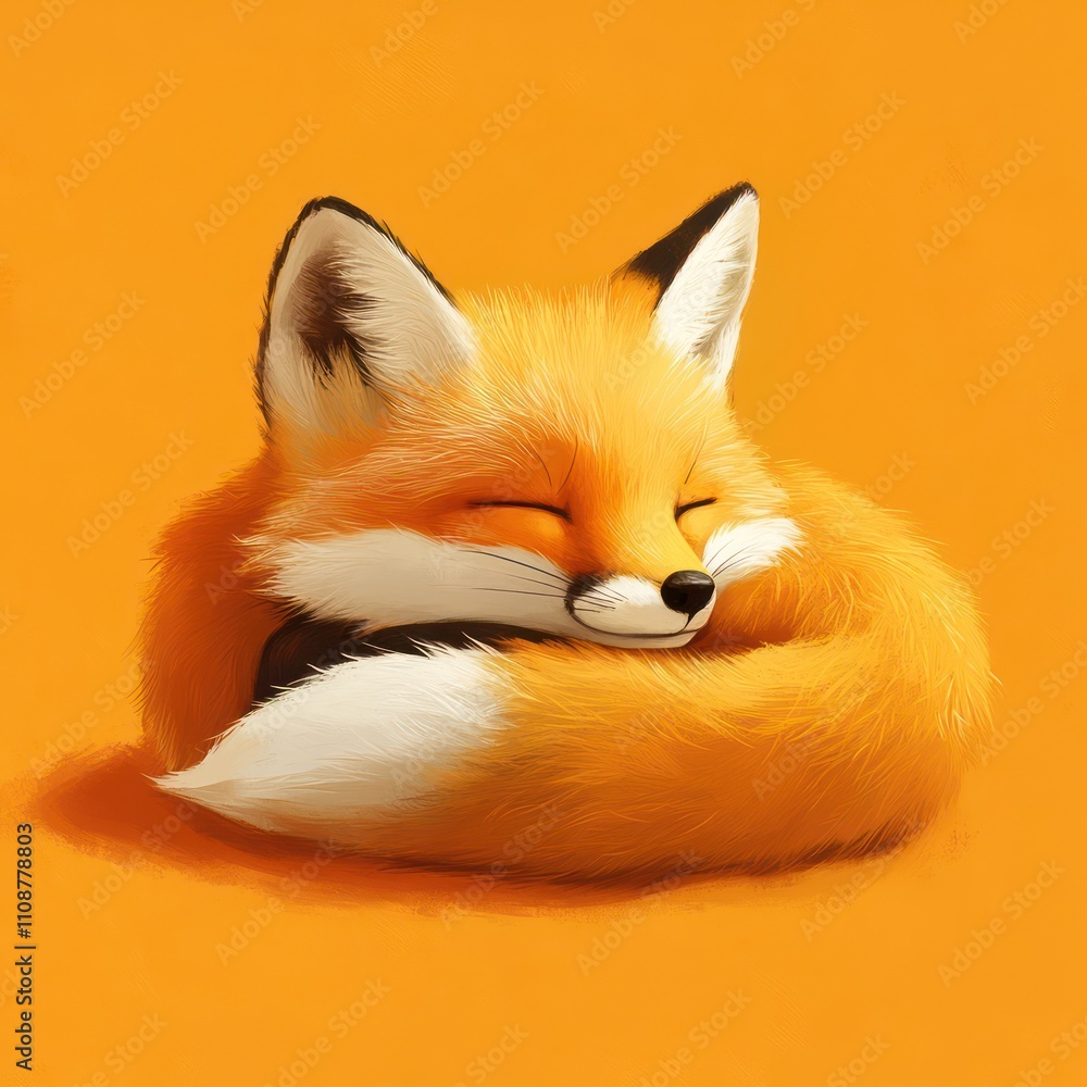 Obraz premium Fox Curled Up in Cozy Position