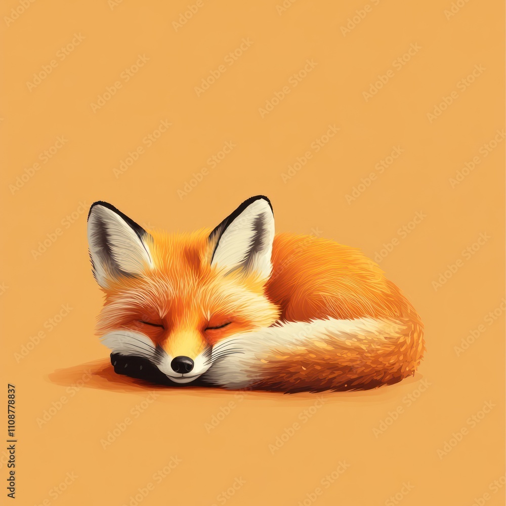 Fototapeta premium Fox Curled Up in Cozy Position