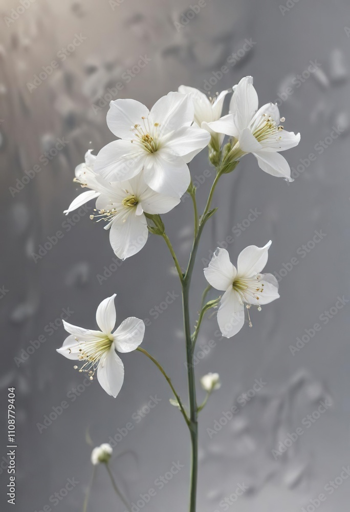 Fototapeta premium Delicate snow-white petals unfolding from a slender stem , nature, petals, solitary