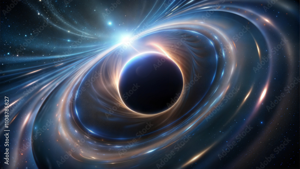 Obraz premium Black hole with radiant light in deep space