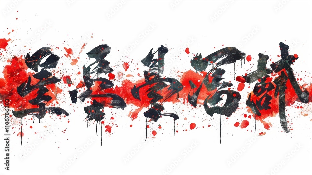 Chinese calligraphy set with red ink, isolate on white background, representing New Year traditions, Chinese calligraphy set with red ink, isolate on white background, representing New Year traditions,
