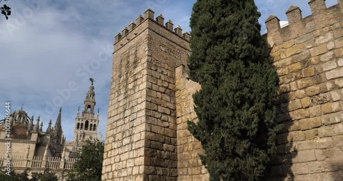 Alcazar and the cathedral of Seville, Andalusia, Spain