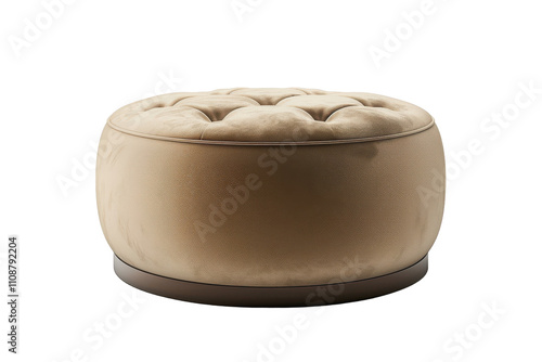 Round tufted ottoman designed for versatile seating and home decor in neutral tones for modern interiors photo