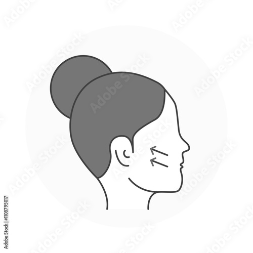 Threadlift Icon – Profile of Face with Thread Marks Representing Non-Surgical Facelift