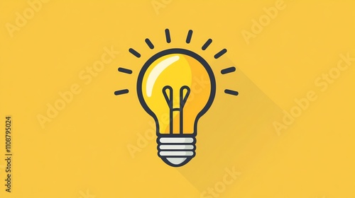 A simple, flat-design light bulb icon with a long shadow, symbolizing new ideas.