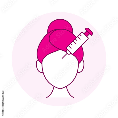 Botox Icon – Head with Syringe Representing Anti-Wrinkle Cosmetic Treatment