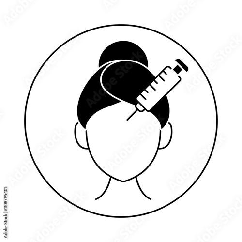 Botox Icon – Head with Syringe Representing Anti-Wrinkle Cosmetic Treatment