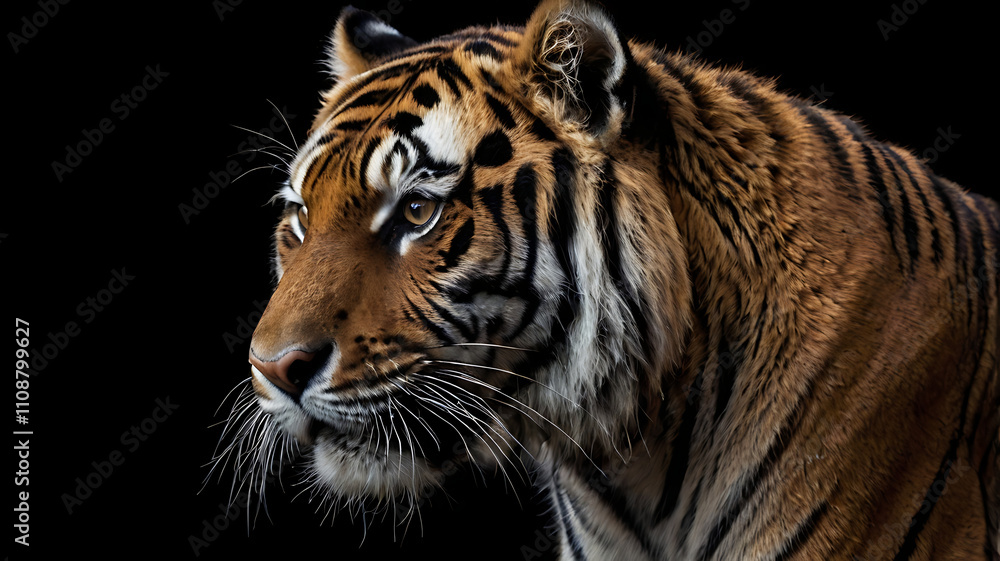 Obraz premium Tiger with a black background 