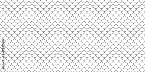 Fish scale seamless pattern vector illustration. Background with skin texture of fish, dragon, reptile and snake. Black and white backdrop.