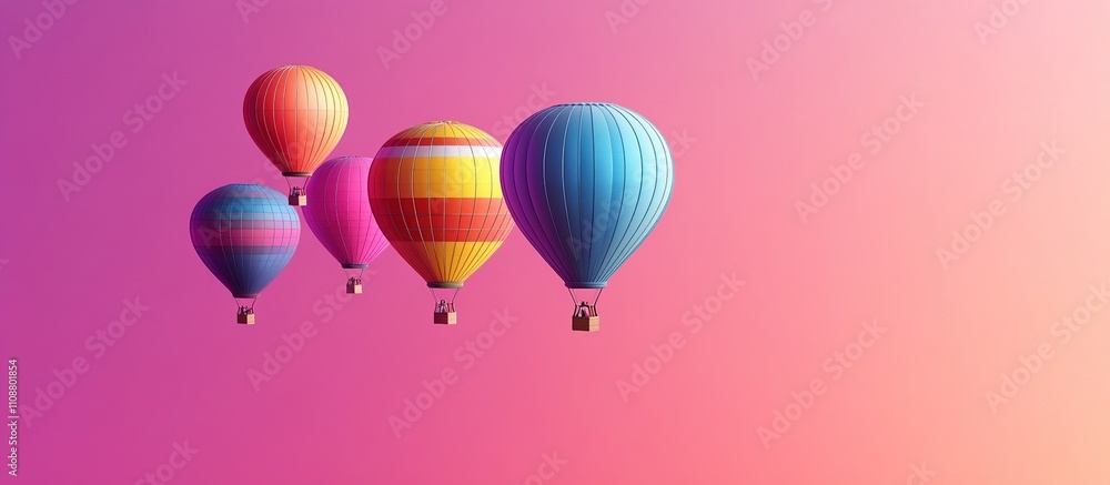 Obraz premium Colorful hot air balloons floating against a gradient sky.