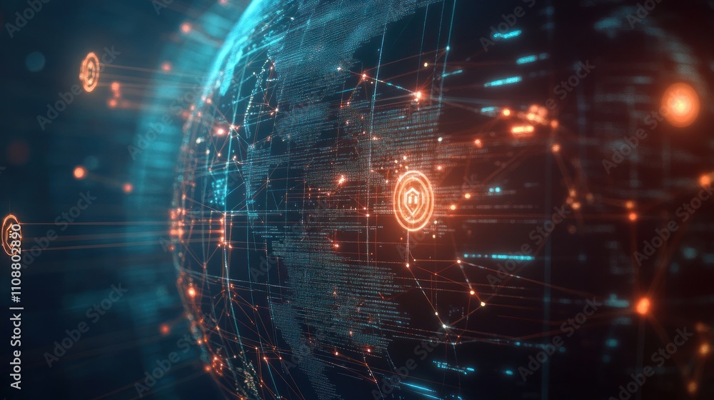 Obraz premium Global network connection, digital earth.