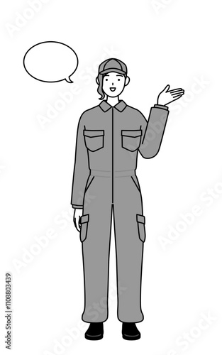 A mechanic woman in coveralls giving directions, with a wipeout.