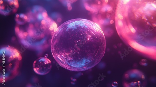 Abstract Purple and Pink Bubbles: A Neon Dream