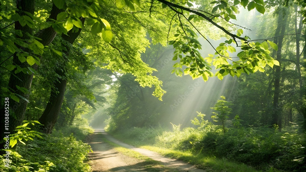 Obraz premium Sun rays through the forest