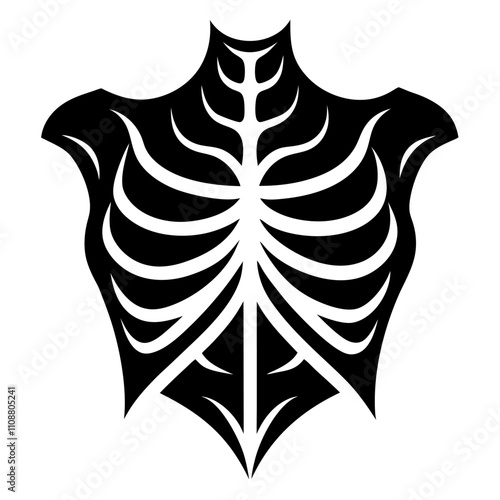 Human adult Sternum silhouette vector illustration on white background.