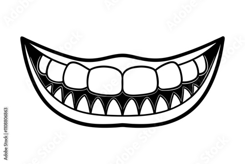 
Set of human adult teeth line art vector illustration on white background.