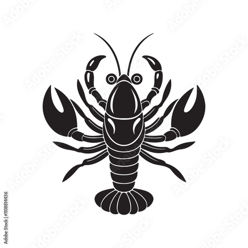 lobster silhouette vector, black and white silhouette, vector and illustration isolated on white background photo