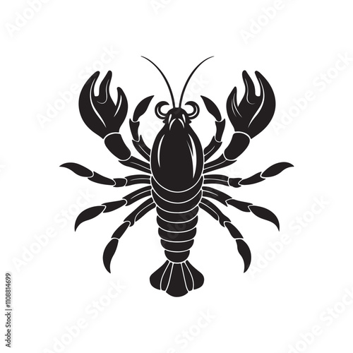 lobster silhouette vector, black and white silhouette, vector and illustration isolated on white background photo