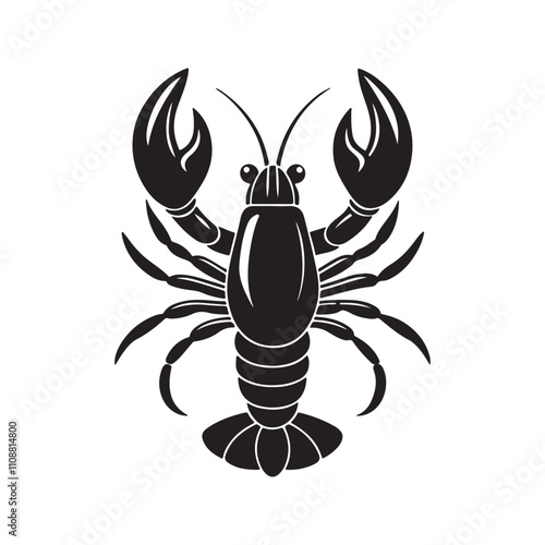 lobster silhouette vector, black and white silhouette, vector and illustration isolated on white background photo