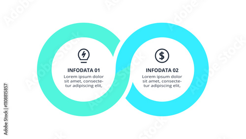 Creative concept for infographic with 2 steps, options, parts or processes. Business data visualization.
