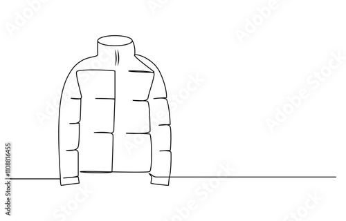 A thick jacket for winter. Winter one-line drawing