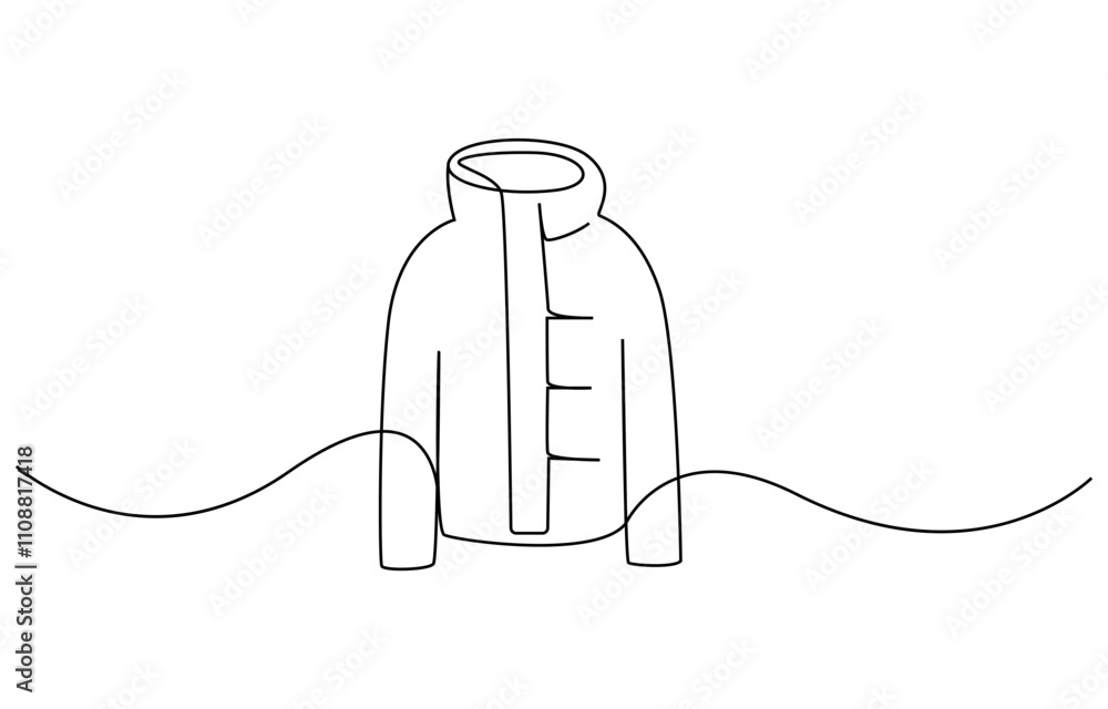 Obraz premium A thick jacket for winter. Winter one-line drawing