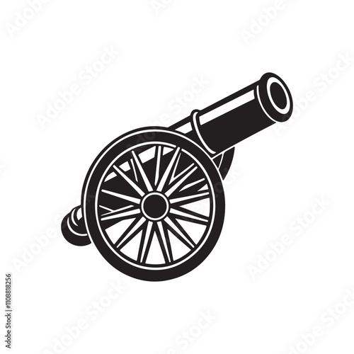 old cannon silhouette vector, black and white silhouette, vector and illustration isolated on white background