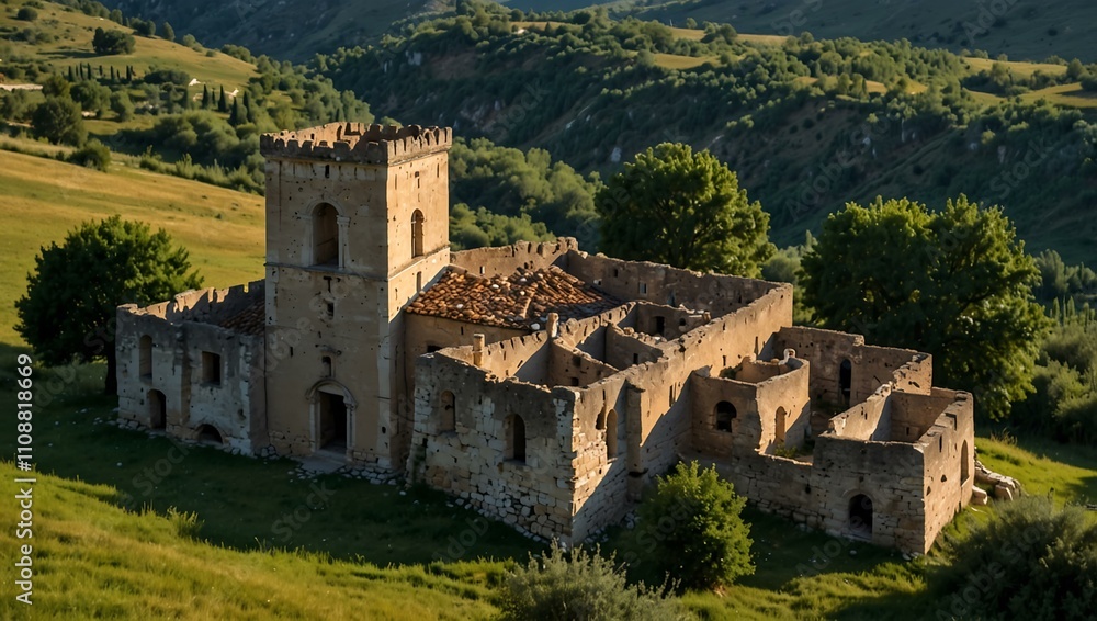 Fototapeta premium San Pietro Infine, historic village ruins, Molise, Italy.