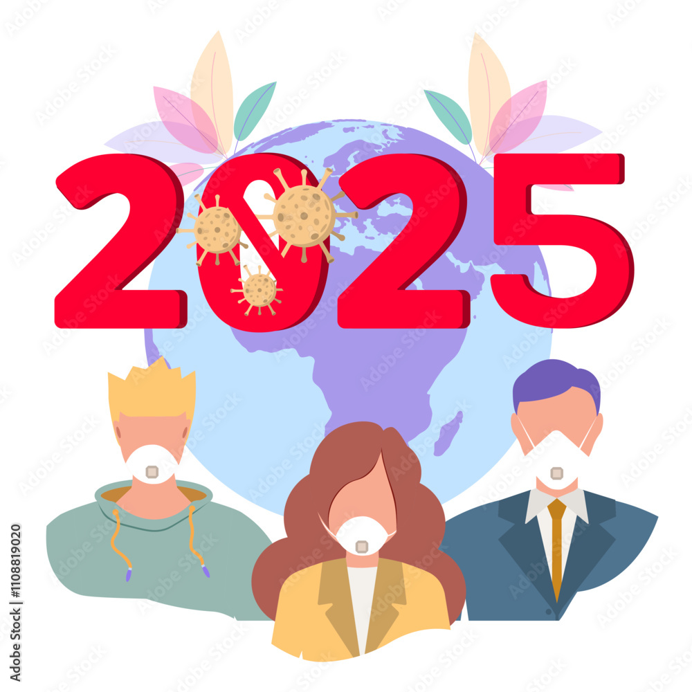 Fototapeta premium Happy new year 2025. New year of new discoveries and achievements.