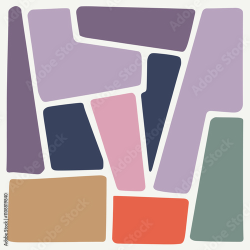 Minimalist Abstract Vector Art with Bold Geometric Shapes and Muted Color Palette
