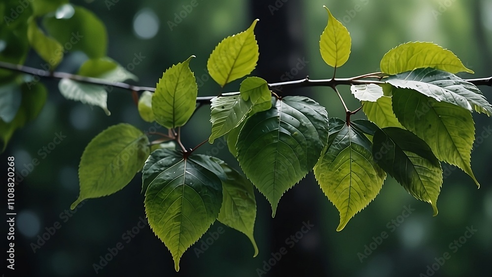 Fototapeta premium green leaves on a tree. fresh green leaves in spring and bokeh background