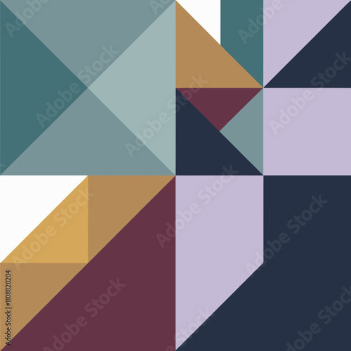 Minimalist Abstract Vector Art with Bold Geometric Shapes and Muted Color Palette
