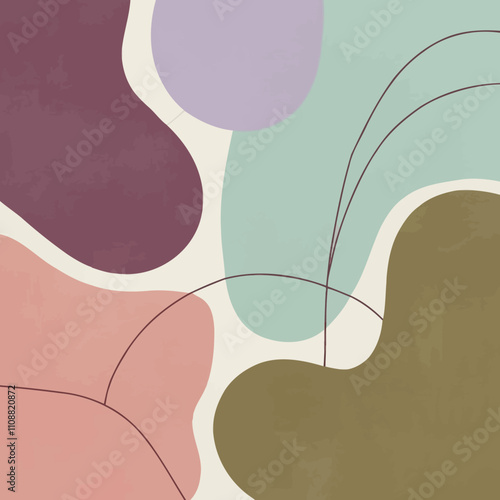 Minimalist Abstract Vector Art with Bold Geometric Shapes and Muted Color Palette
