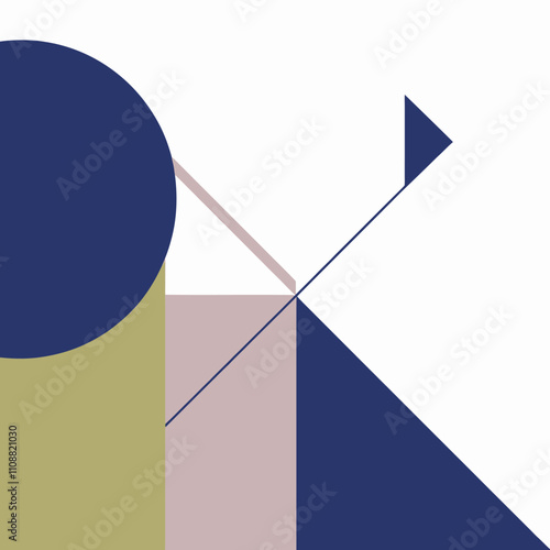 Minimalist Abstract Vector Art with Bold Geometric Shapes and Muted Color Palette
